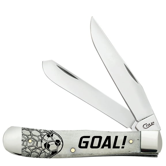 Case XX Knives Trapper Soccer Goal! Natural Bone Stainless Pocket Knife