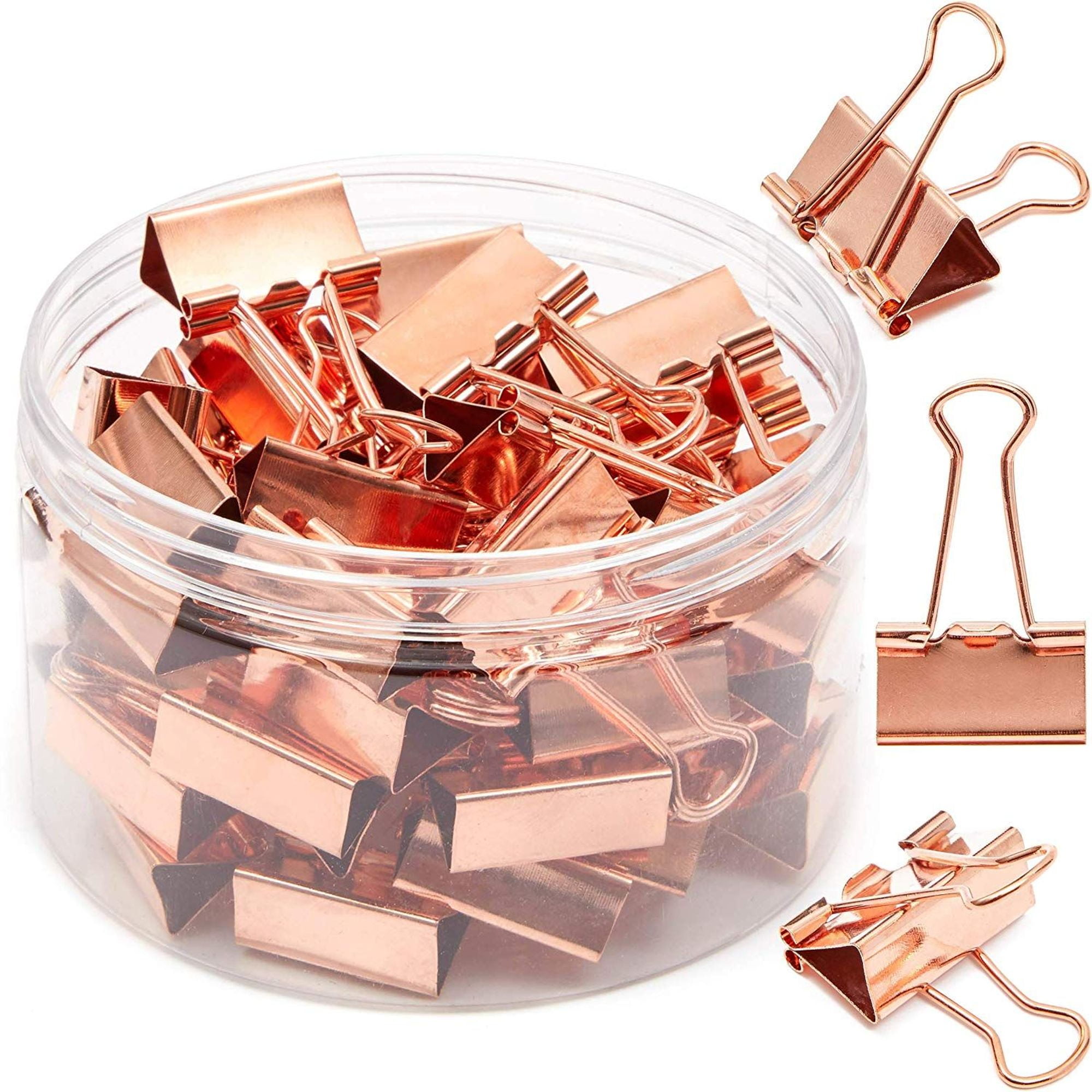 50 Pack 1 In Rose Gold Binder Clips Medium Paper Clips Clamps File 