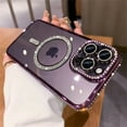 thumbnail image 2 of Luxury Diamond Glitter Magnetic Charging Silicone Soft Case For iPhone 15 14 13 12 Pro Max Plus, 2 of 5