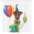thumbnail image 3 of Birthday Shower Curtain, Happy Party Dog Wearing Colorful Spotted Bowtie and Eyeglasses Holding Balloons, Fabric Bathroom Set with Hooks, 69W X 75L Inches Long, Multicolor, by Ambesonne, 3 of 3