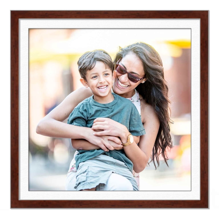 30x30 Frame Walnut With White Picture Mat For 30x30 Photo - Walnut