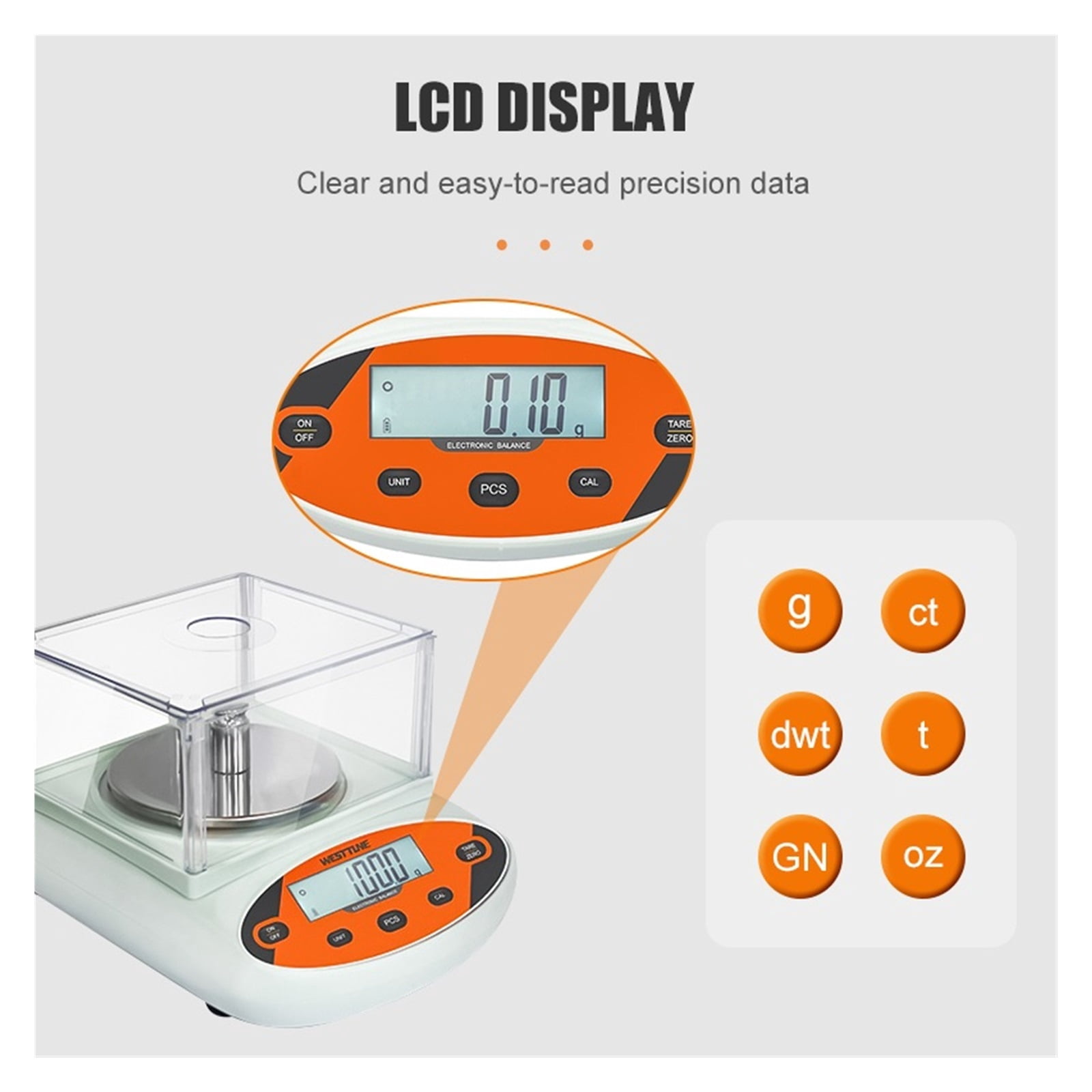0.01g Digital Precision Scale 300g5000g Capacity Electronic Balance with LCD Display