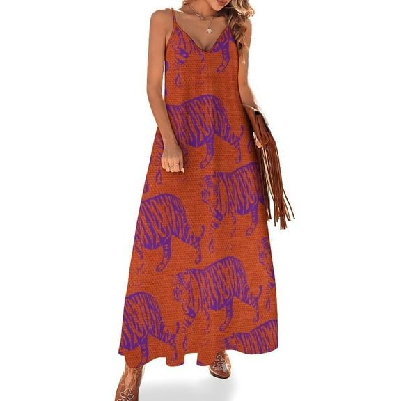 Tigers - Purple and Orange Sleeveless Dress dresses summer elegant dresses for women Long dress