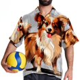 thumbnail image 4 of Pixel Dog Men's Short Sleeve Poplin Shirt, Casual Button Down Shirts, Printed Summer Beach Shirt, Unisex Casual Button Down Top, 4 of 6