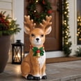 thumbnail image 5 of SPOORYYO Christmas Light Up Reindeer Statue Sitting Deer Figurine with LED Holly Collar Battery Operated Holiday Outdoor Indoor Decor, 5 of 7