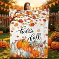 thumbnail image 7 of Lksixu Fall Throw Blanket, 51"x60" Maple Leaves & Pumpkin Print Flannel Fleece Shawl Blanket, Soft Cozy Lightweight Nap Blanket, Farmhouse Decorative Plush Blanket for Couch, Sofa, Bed, Travel, 7 of 7