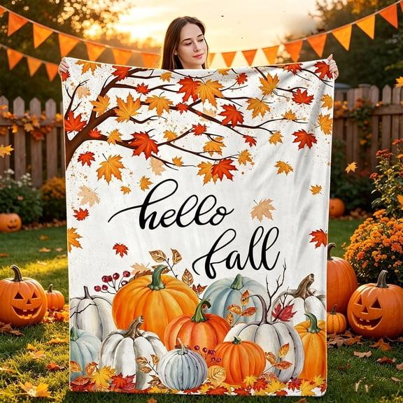 Halloween Blanket 50x60in Flannel Throw for Sofa Couch, Soft Warm Fleece Plush Blanket with Halloween Print, Washable Lightweight Home Decor by OVFUIZ