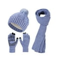 thumbnail image 3 of Women Winter Beanie Hat Scarf Gloves Set, Knitted Pompom Hat Warm Neck Scarf Touchscreen Gloves Winter Gift, 3 of 3