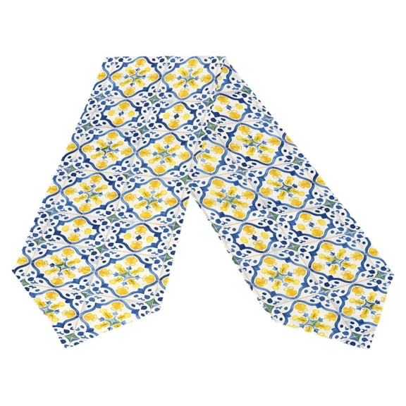 Ryvnso Bohomia Blue and Yellow Table Runner Tablecloth Home Decoration 13 x 70 inches