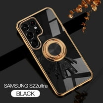 Nalacover Slim Case for Samsung Galaxy S22 Ultra,Cute Cartoon 6D Plating Astronaut Hidden Magnetic Ring Kickstand Soft TPU Shockproof Corner Protection Drop Proof Edge Bumper Cover.Black