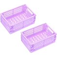 thumbnail image 1 of PATIKIL Collapsible Basket, 2 Pcs 10 x 6.5 x 3.9 Inch Stackable Storage Crates Foldable Plastic Baskets Desk Organizing Container for Home Kitchen Office, Purple, 1 of 5