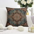 thumbnail image 5 of Bohemian Carpet Vintage Blue Red Tan Floral Throw Pillow Covers 18 X 18 Inch, Set Of 4, Linen Study Sofa Cushion Cover Indoor Living Room Home Decor, 5 of 7