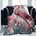 thumbnail image 2 of Pink Flamingo Blanket Gifts for Kids Adults Soft Warm Lightweight Cozy Cute Flamingos Floral Throw Blankets for Bed Living Room Sofa Couch Birthday Decor 50x60in, 2 of 6