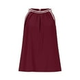 thumbnail image 4 of Otntypg Halter Tops for Women 2025 Summer Pleated Tank Top Boho Casual Solid Color Camisole Sleeveless Shirts Beach Vacation Clothes Wine XXL, 4 of 6