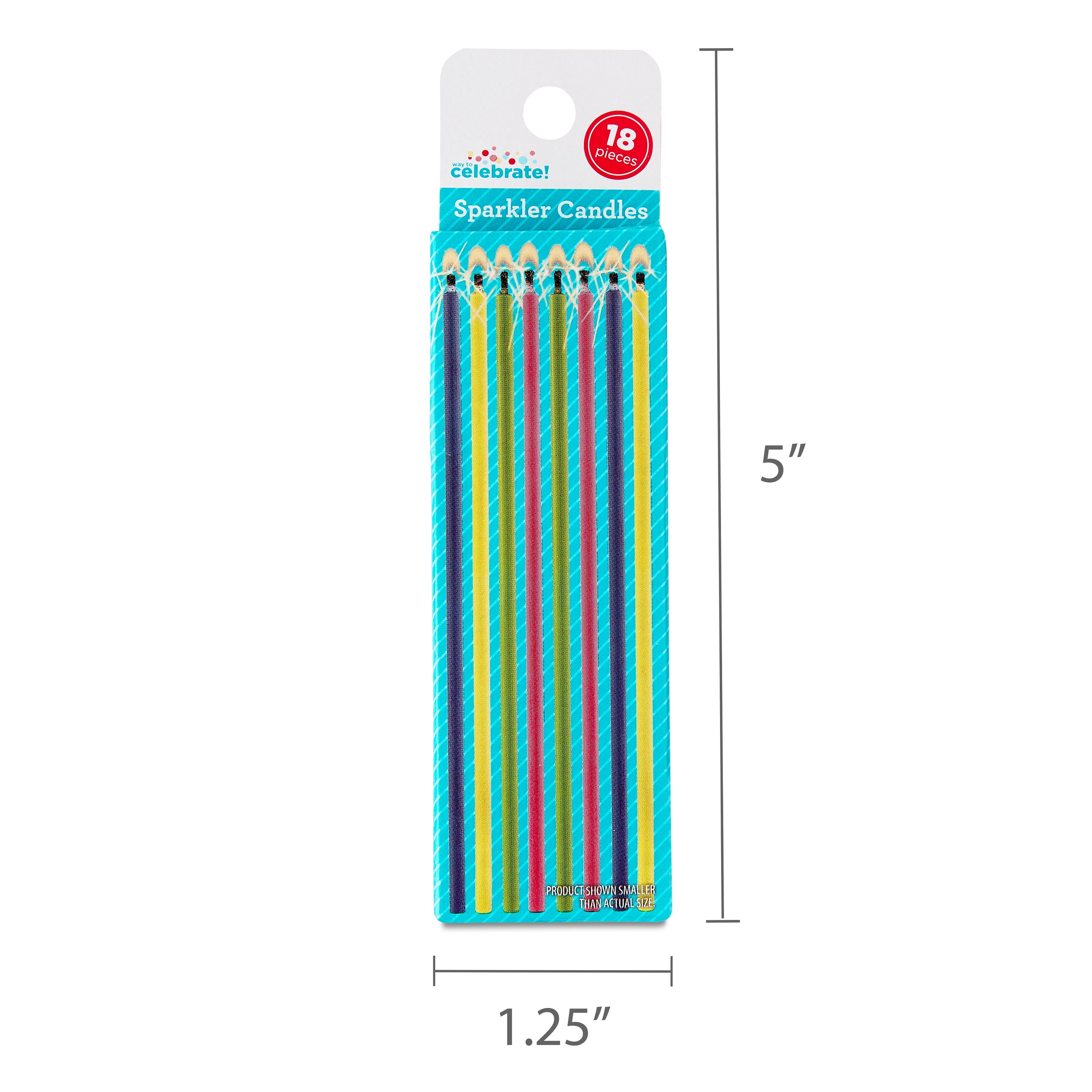 (6 pack) Multicolor Sparkler Birthday Candles, 18 Count, by Way To Celebrate