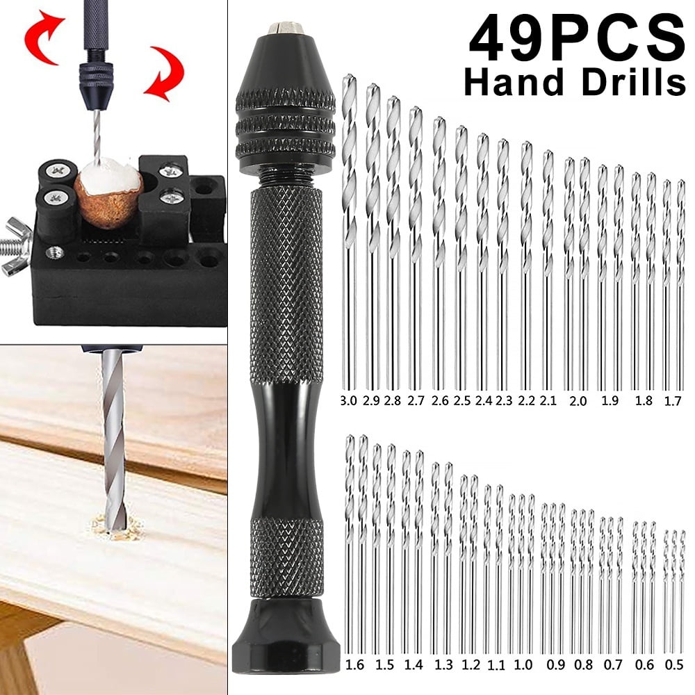 49Pcs Model Twist Hand Drill Bits Set Precision Pin Vise Hobby Drill