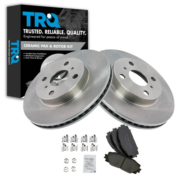 TRQ Front Brake Pad & Rotor Kit Brake Pads Brake Rotor Ceramic Vented Fits Select 2013 Scion iQ 2012-2019 Toyota Prius C 2007-2018 Yaris