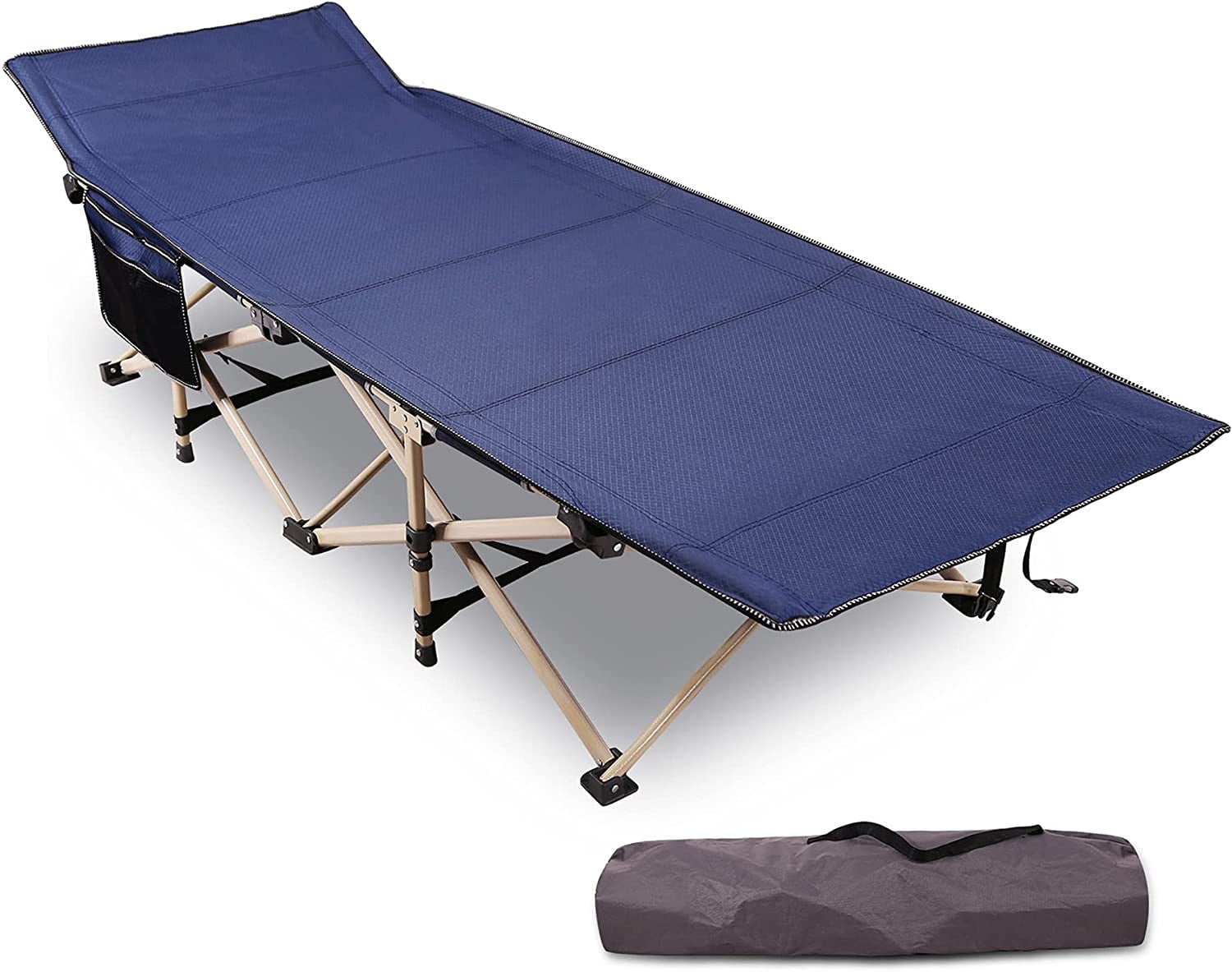 Home Lounging Beach Vocation FUNDANGO Foldable Camping Cot Portable Outdoor Bed with Free Organizer and Carry Bag for Car Camping Hunting Hiking Office Nap