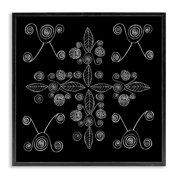 Stupell Industries Eclectic Geometrics & Leaf Fractals Black Framed Giclee Art, 12 x 12, by El Perkin