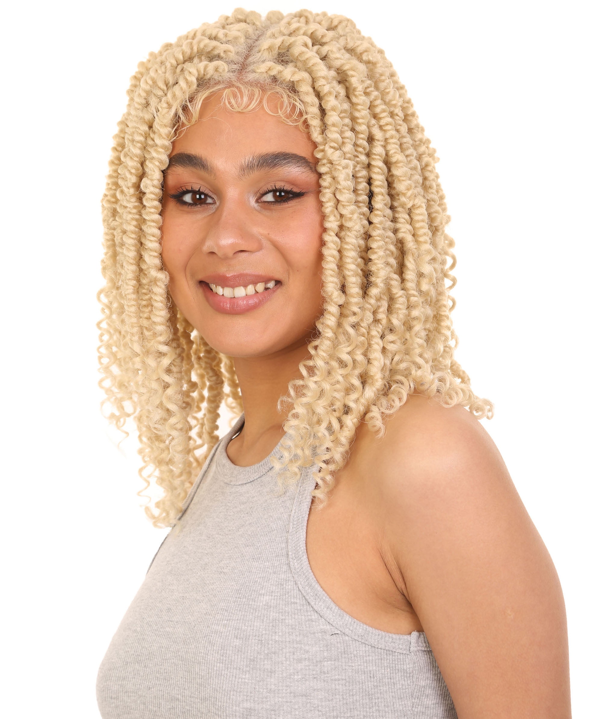 LUXLUXE 16" Passion Twist Lace Front Wig for Black Women | Curly 4×5 Hand-Tied HD Lace Braided Hairline for Party, Wedding, Cosplay & Daily Wear