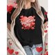 thumbnail image 1 of Camiseta con estampado gráfico de San Valentín - 100 % algodón, cuello redondo informal, manga corta, tejido elástico para todas las estaciones, ideal para adultos, hombres, mujeres, adolescentes y j, 1 of 6