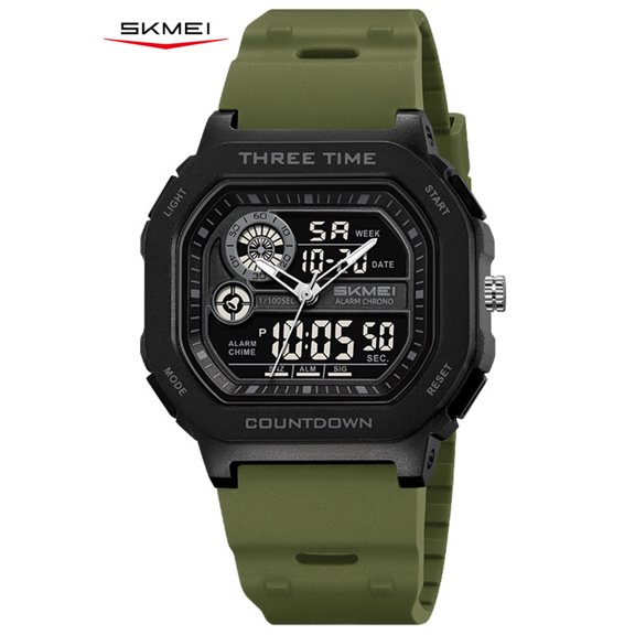 SKMEI Digital Watch for Men and Women Lightweight TPU Band Outdoor Sport with EL Backlight Stopwatch Alarm 3 Time Display Modes