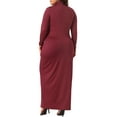 thumbnail image 4 of DARING DIVA Plus Size Women's Turtleneck Long Sleeve Bodycon Dress 1X Burgundy, 4 of 6