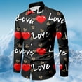 thumbnail image 2 of IWRICH Valentines Day Dress Shirts for Men Stylish Casual Lapel Long Sleeve Love Heart Print Button down Vacation Tops 15-Red XL, 2 of 4