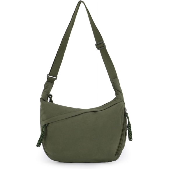 TRAHOO-Crescent Bag for Women Men Hobo Nylon Crossbody Bag Multi-Pocket Sling Bag Moon Bag Slouchy Dumpling Bag