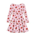 thumbnail image 5 of DISNIMO Pink Strawberry Dress Girls Casual Long Sleeve Dress Kids Girls Kids Twirl Dress Fall Girls Dresses Size 15-16 Teens Dress for Children Girls Dresses Knee Length Dress for Girls Church Dress, 5 of 6