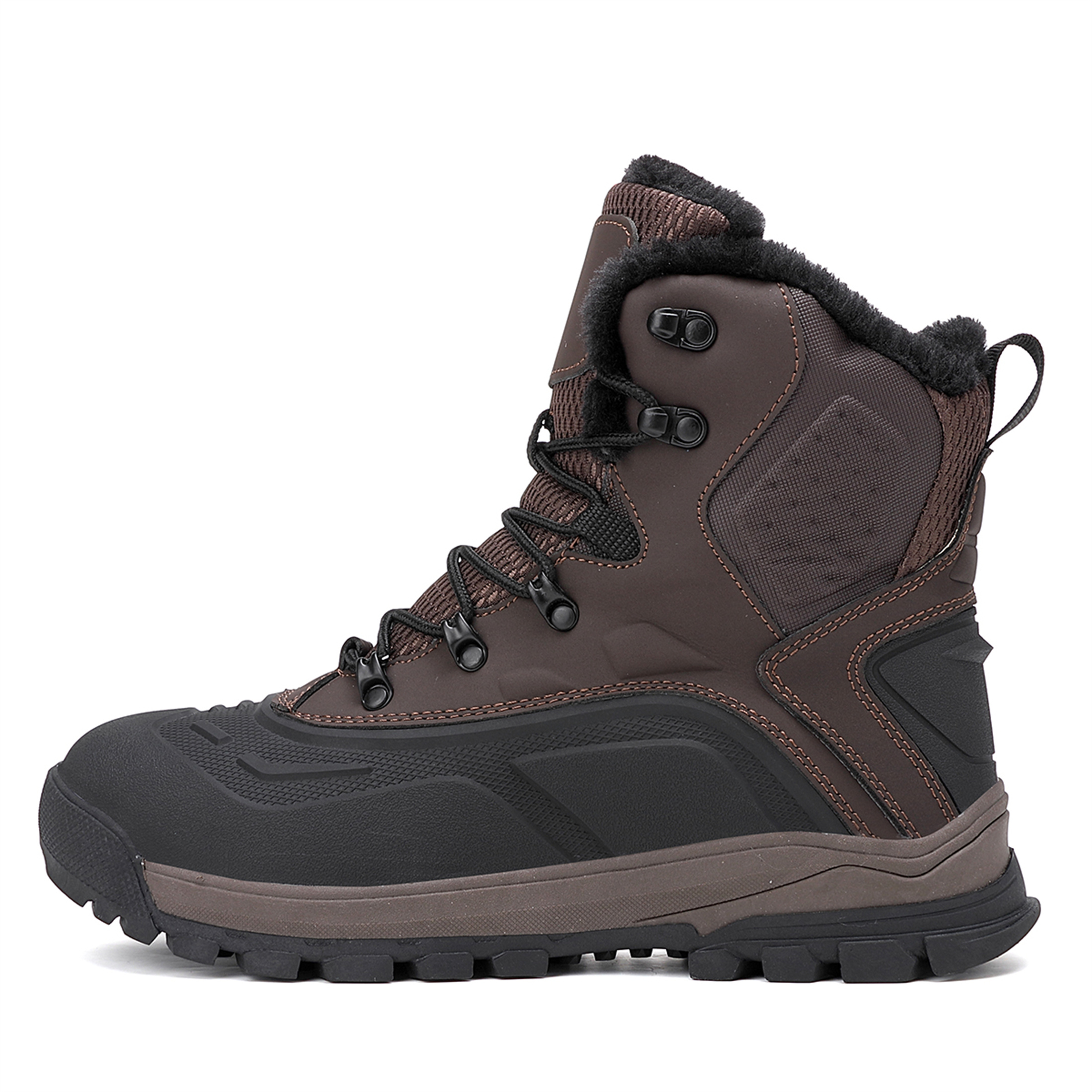 YOURDIARY Men's Ankle-High Waterproof Hiking Boots Snow Boots Outdoor Shoes Trekking Trails Faux Fur Lined