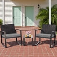 thumbnail image 6 of Noelse 3 Piece Wicker Rocking Chair Set, Outdoor Patio Furniture with Table and Cushions for Balcony, Gray, 6 of 10