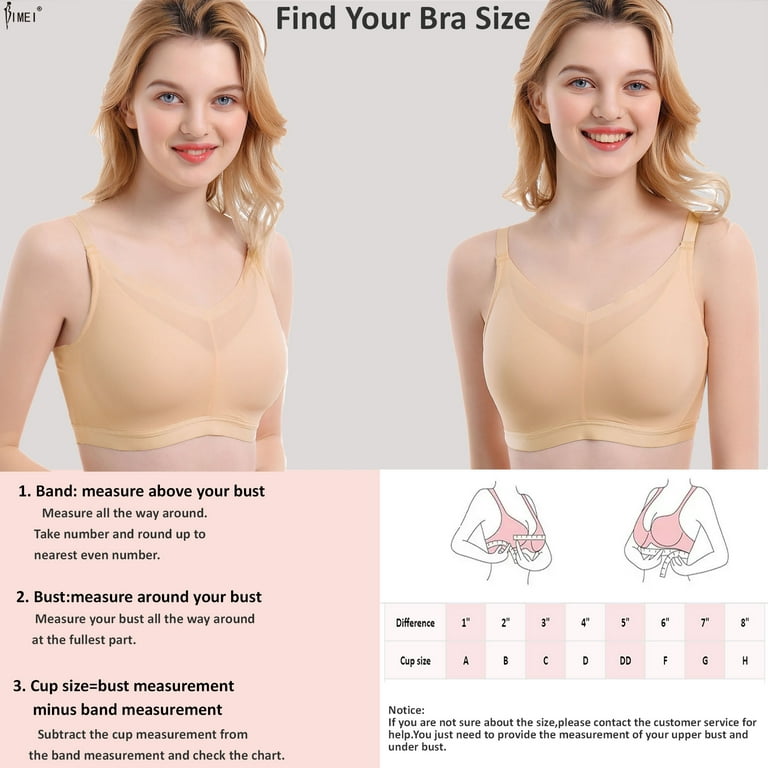 BIMEI Mastectomy Bra with Pockets for Breast Prosthesis Women's Full  Coverage Wirefree Everyday Bra 9988,Beige, 34A