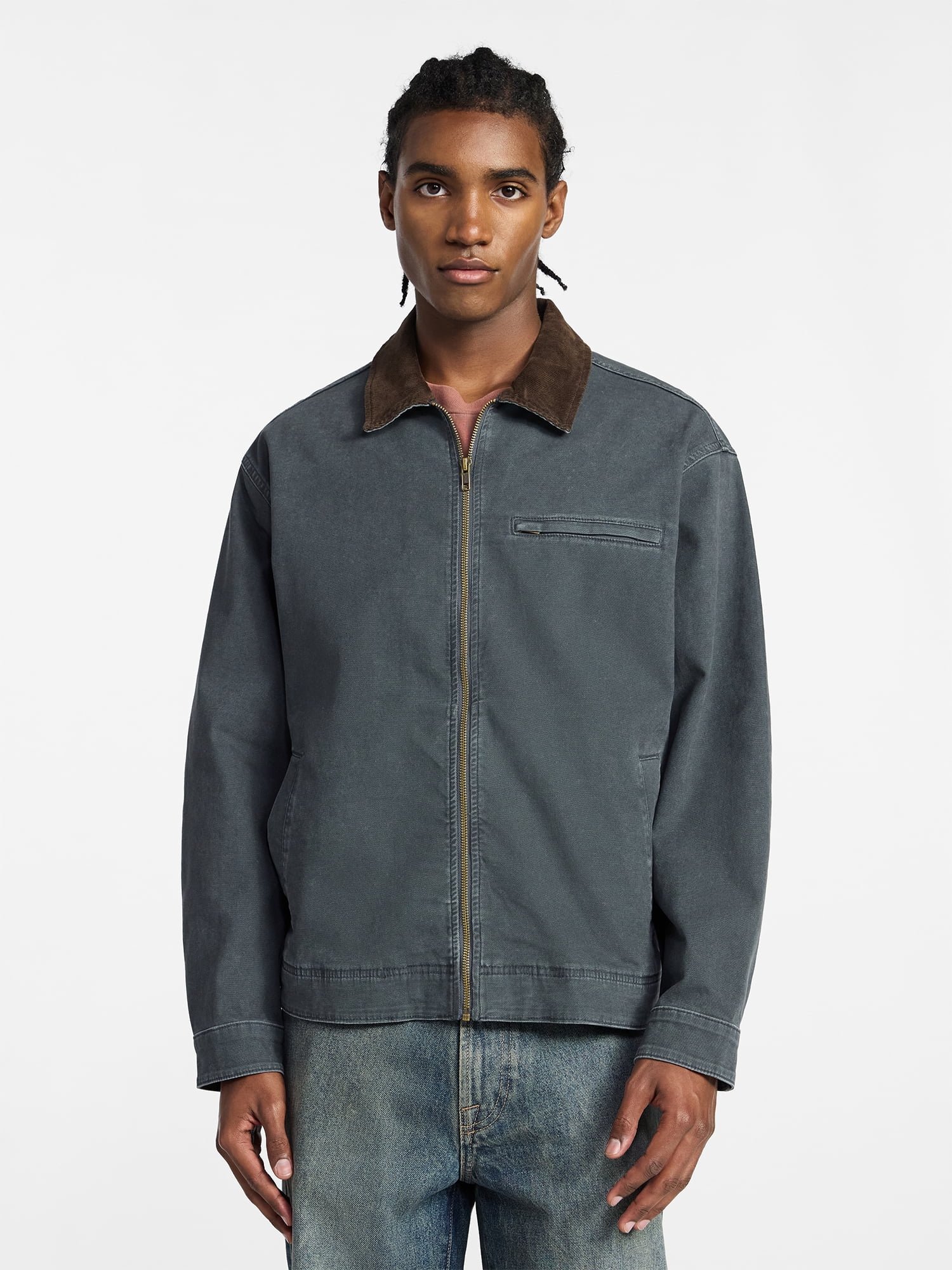 No Boundaries Full Zip Work Jacket with Long Sleeves, Men's XS-5XL