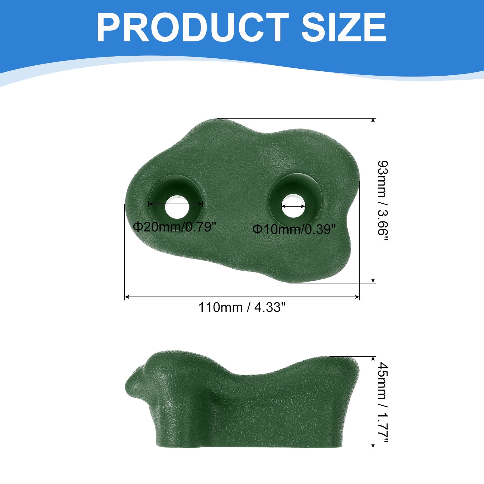 Rock Climbing Holds, 10 Pcs Small Climbing Rock Wall Grips with Double Hole for Playground Accessory, Green-D
