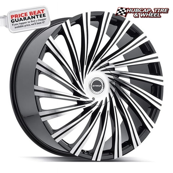 Strada Tornado 24X10 Gloss Black Machined Custom Wheel- 5x115 Bolt Pattern, 15mm Offset