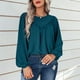 thumbnail image 3 of Jersey de cuello redondo de Color sólido informal de temperamento de otoño e invierno para mujer, camisa holgada de manga larga con mangas acampanadas Pompotops  FGAJ3796, 3 of 8