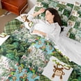 thumbnail image 4 of Homewish Teens Female Men Cartoon Animal Monkey Bedding Comforter Set 7-Piece,Geometric Plaid Grid King Bedding Sets,Tropical Tree Leaves Ultra Soft Bed Sheets,Luxury Bedroom Decor,Reversible, 4 of 8