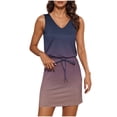 thumbnail image 2 of Trendy Dresses Fashion Women's Printing V-Neck Sleeveless Dresses Casual Pockets Comfortable All Occasion Wear Boho Bandage Midi Sun Dress Spring Pink L, 2 of 8