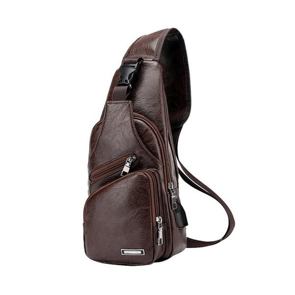 mens leather sling bag