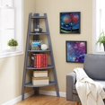 thumbnail image 2 of Danya B BQ0279GR Decorative 5-Tier A-Frame Corner Ladder Display Bookcase - Grey, 2 of 3