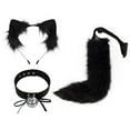 thumbnail image 1 of Orejas y cola de animales Yuyangstore Aro de pelo con orejas de felpa para mujeres y niñas Negro, 1 of 8