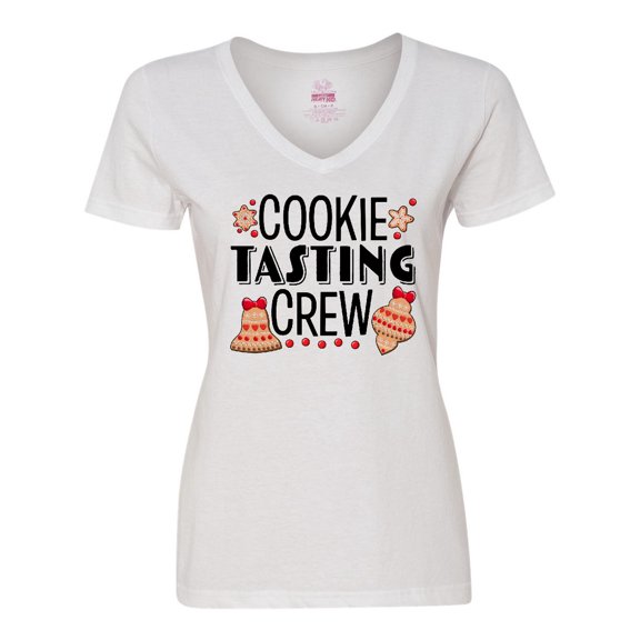 Inktastic Christmas Cookie Tasting Crew with Holiday Cookies Women's V-Neck T-Shirt