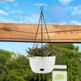 T4U Self Watering Hanging Planters Pot with Watering Hole 8 Inch Round Plastic Hanging Basket