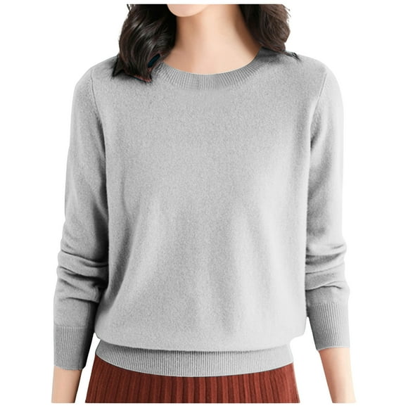 Women'S Casual Loose Fit Knitted Pullover Sweater Low Cut Round Neck Lightweight Top For Fall Winter Women'S Pullover Sweater M
