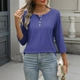 thumbnail image 5 of Tqyyweavej Womens 3/4 Length Sleeve Tops V Neck Dressy Casual Loose Button Work Tunic Tee Shirts 2025 Fall Basic Tee Blouse, 5 of 8