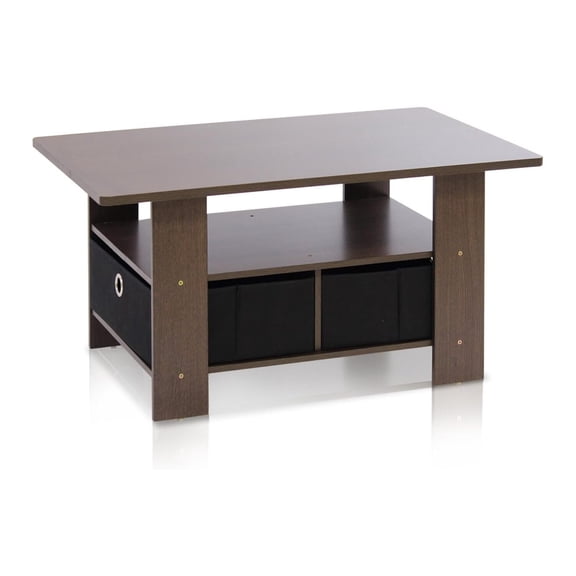 Coffee Table with Storage - Modern Living Room Table with Drawer Bins