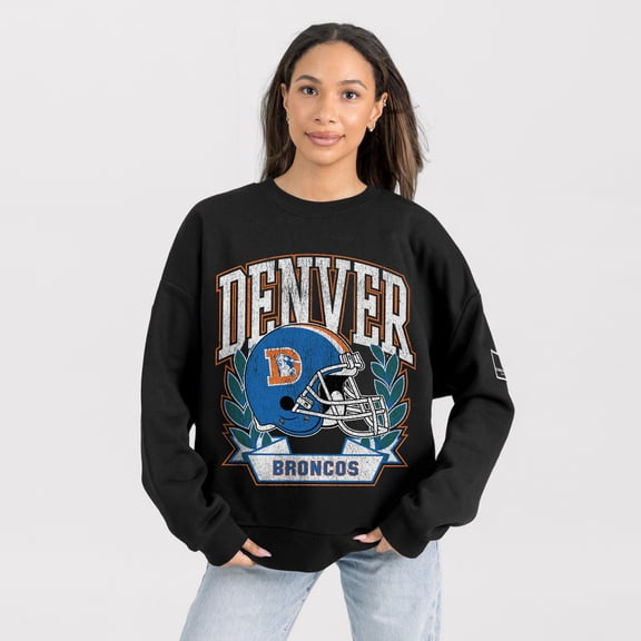 Women's Gameday Couture Black Denver Broncos Oversized Victory Lane Black Label Premium Fleece Sweatshirt