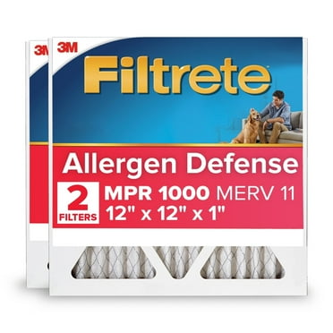 Filtrete 12x12x1 HVAC Furnace Air Filter, MPR 1000 MERV 11, Allergen Defense, 2 Pack