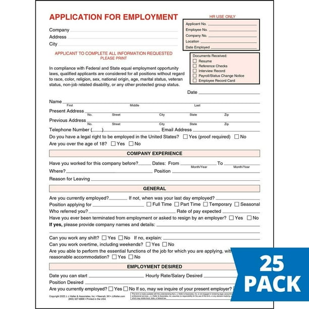 j-j-keller-employment-application-form-for-office-supplies-walmart-business-supplies for Free Printable Job Application Form Pdf J. J. Keller Employment Application Form for Office Supplies - Walmart Business Supplies for Free Printable Job Application Form Pdf